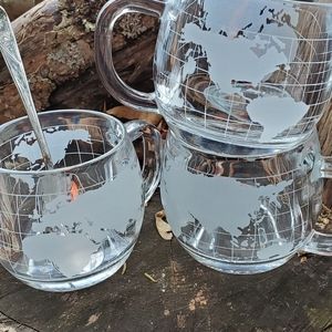 Set of vintage glass coffee mugs